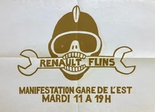 "RENAULT FLINS" MANIFESTATION GARE DE.., 1968,  SERIGRAPHY, Political Poster.