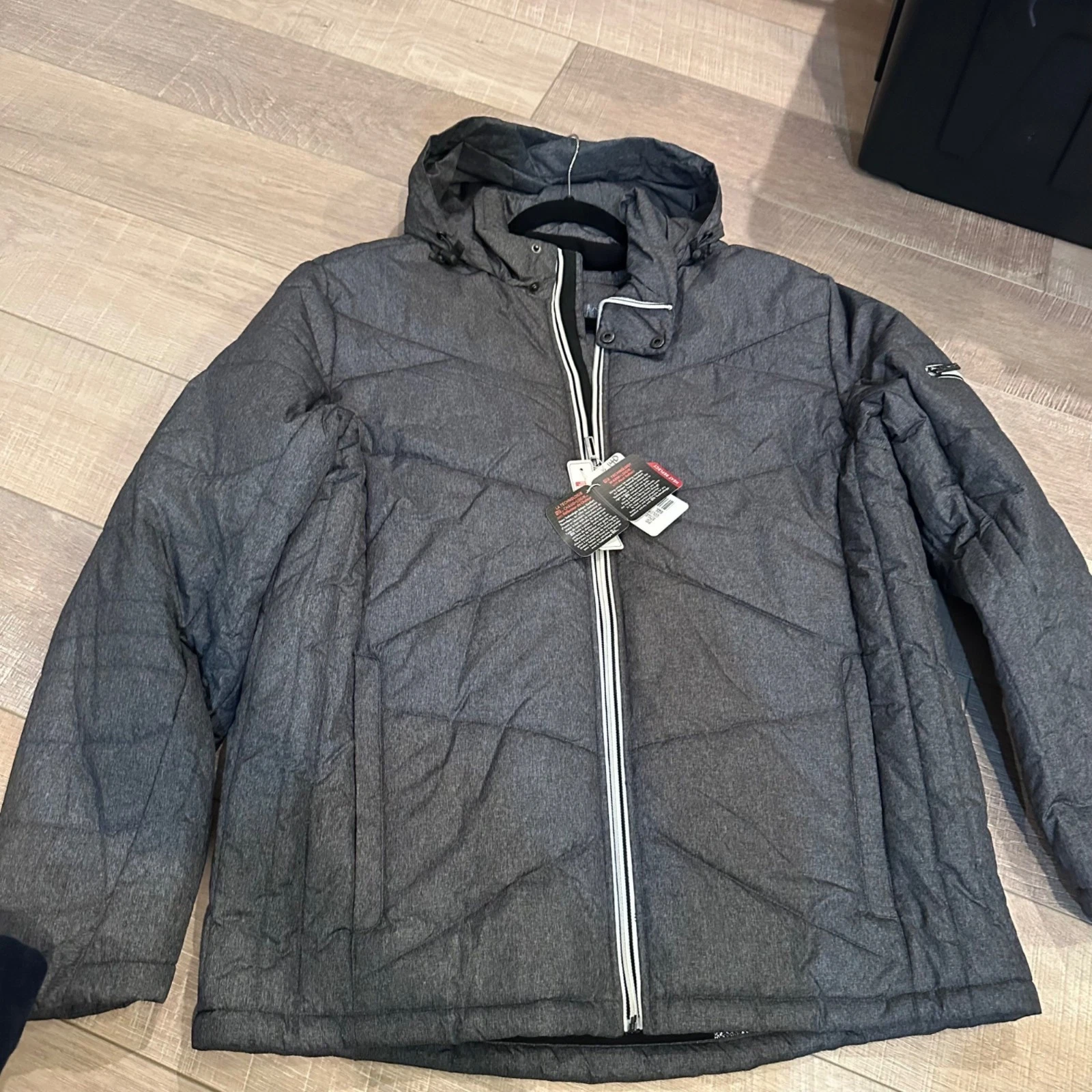 NORTH END SPORT MENS JACKET CARBON HEATHER GRAY NEW LARGE WARM HEAT REFLECT