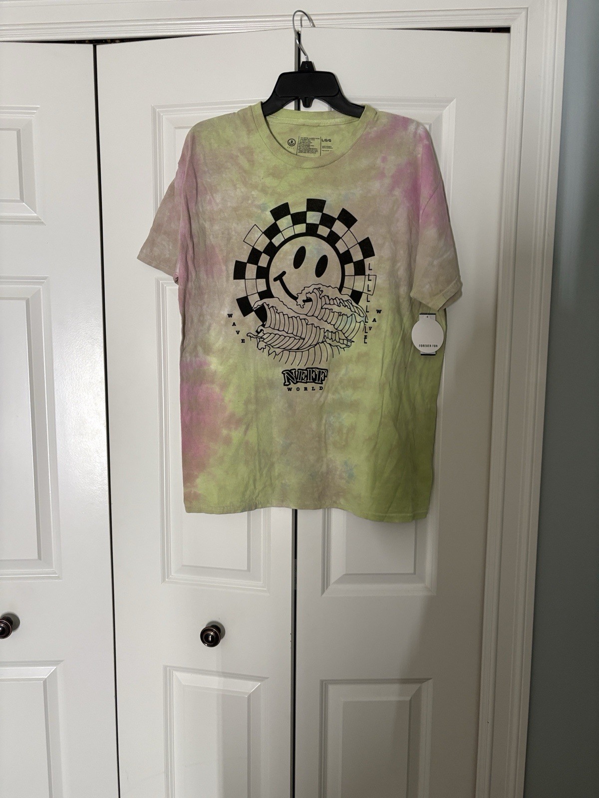 Neff World Happy Face Wave Tie Dye Multicolor Short Sleeve Graphic Men's T-Shirt