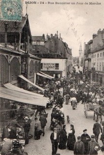 21 CPA ANIMEE 1908 DIJON RUE BANNELIER UN JOUR DE MARCHE