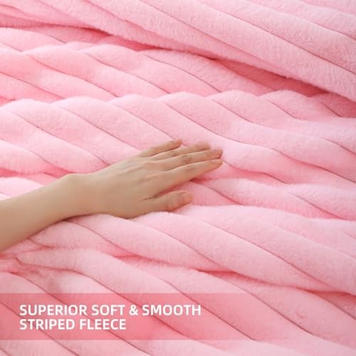 Fluffy Queen Bettdecken Set 3-teilig - Rosa Fleece Flauschiges Bettdecken Set, - Bild 5 von 6