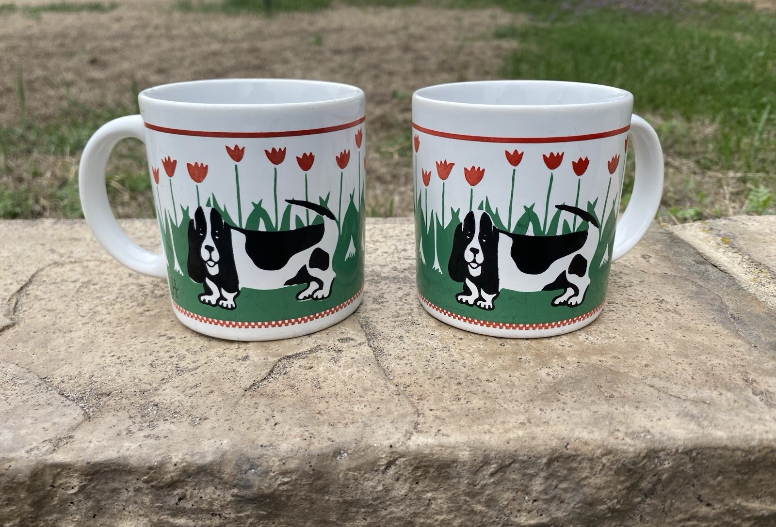 CCCC Lot Of 2 England Coffee Tea Mugs Basset Hound Dogs
