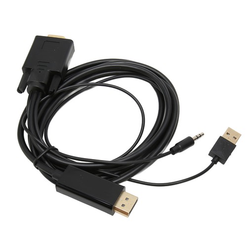 VGA To Connector Cable HD Video Converter Cable With Power Supply And Sou NEW - Afbeelding 9 van 12