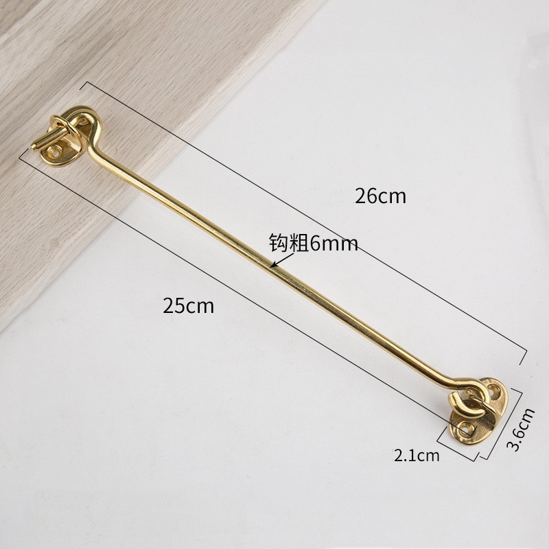 250mm Cabin Hook Eye Latch Gate Door Swivel for Window Door Hook Brass Tone
