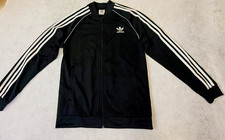Adidas Originals SST Track Jacket Kids Small Black White Trefoil Full Zip NWT