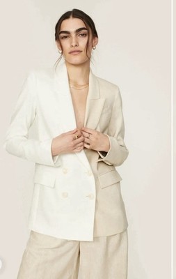 Veronica Beard Braeton Dickey Blazer Jacket Size 6 White/Tan