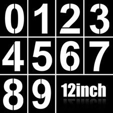 12-Inch Large Number Stencils Kit - Reusable Plastic Address 12 Inch