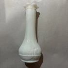 Vintage Randall Milk Glass Bud Vase Ribbed Glass with Ruffled Rim 6" Excellent