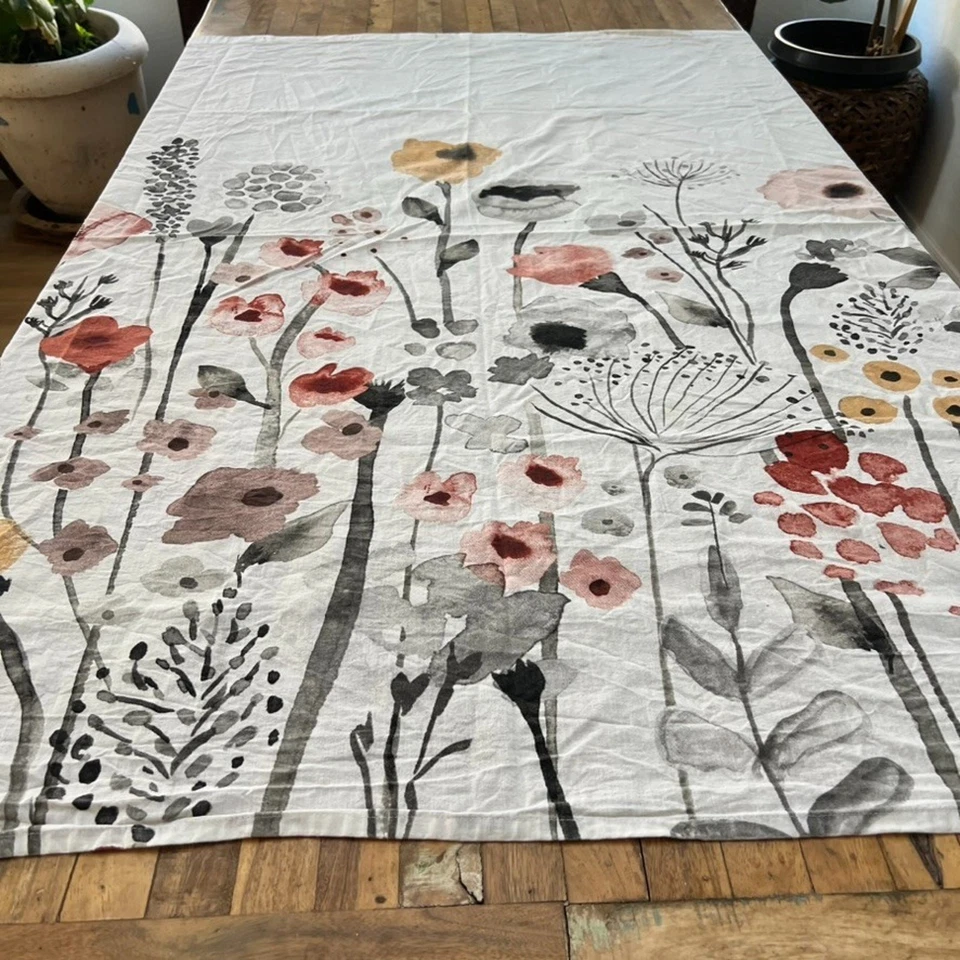 Threshold Shower Curtain Watercolor Impressionistic Floral Cotton Standard - Image 4 of 4