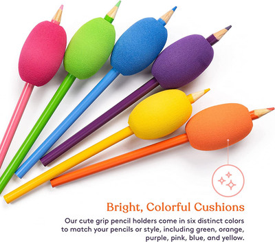 Colorful Egg Pen-Pencil Grips for Kids & Adults - 6-Pack Ergonomic Holders