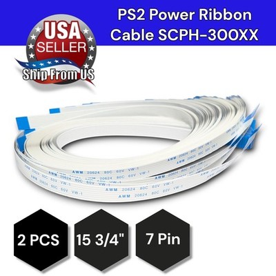 2 Pcs XL-Long Playstation 2 Power Reset Button Flex Cable Ribbon 30000 PS2 7-Pin