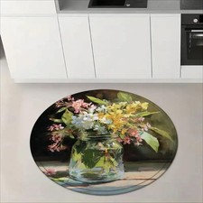 140cm 140cm1 Flannel Floor Mat, Oil Painting Experience Salon Theme Spring Festi