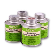 Akemi Schriftfarbe / Antik-Gold / Wei&szlig; / Schwarz / Antik-Silber / 100 ml / Lack