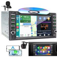 Double Din Car Stereo Radio With CD/DVD Player CarPlay Auto Play GPS AM FM CAM