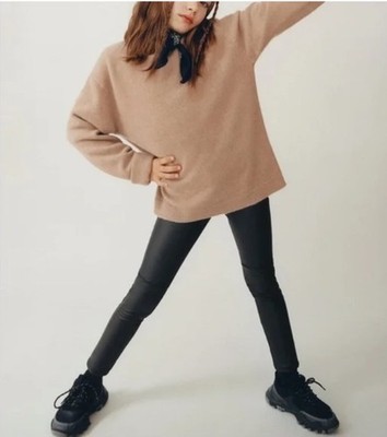 ZARA GIRL S RUBBERIZED BLACK LEGGINGS 11/12