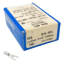 Thomas & Betts B14-6FL Sta-Kon Fork Terminal 18-14AWG #6 Bolt - Box of (100)