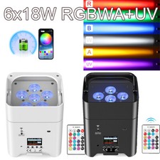 LED 6x18W RGBWA UV Battery Powered WIRELESS DMX Par Can DJ Uplighting Uplights