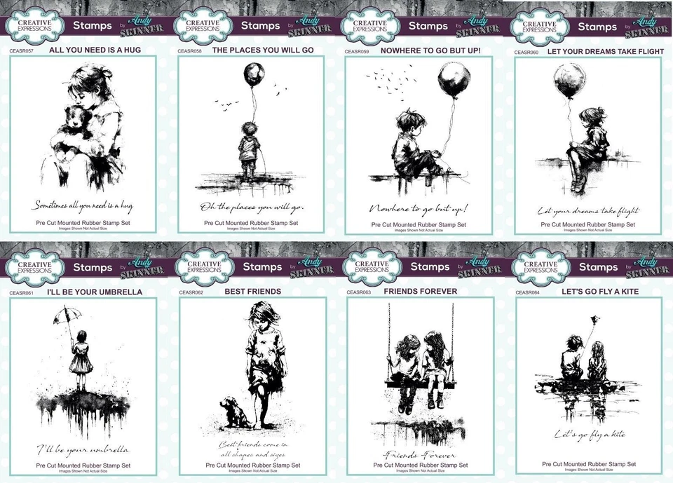 ANDY SKINNER CREATIVE EXPRESSIONS CLING STAMPS 8 PRECIOUS & SENTIMENTAL DESIGNS