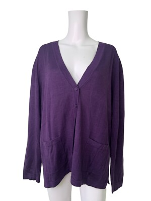 Mohn Lammwolle Strickjacke Größe 20 Damen Damson Lila Strick Oberteil NEU EU48 UVP 48£