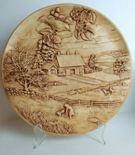 Byron Molds 1980 Unique Decorative 3D plate "Spring on the Farm" 10 1/4" wide