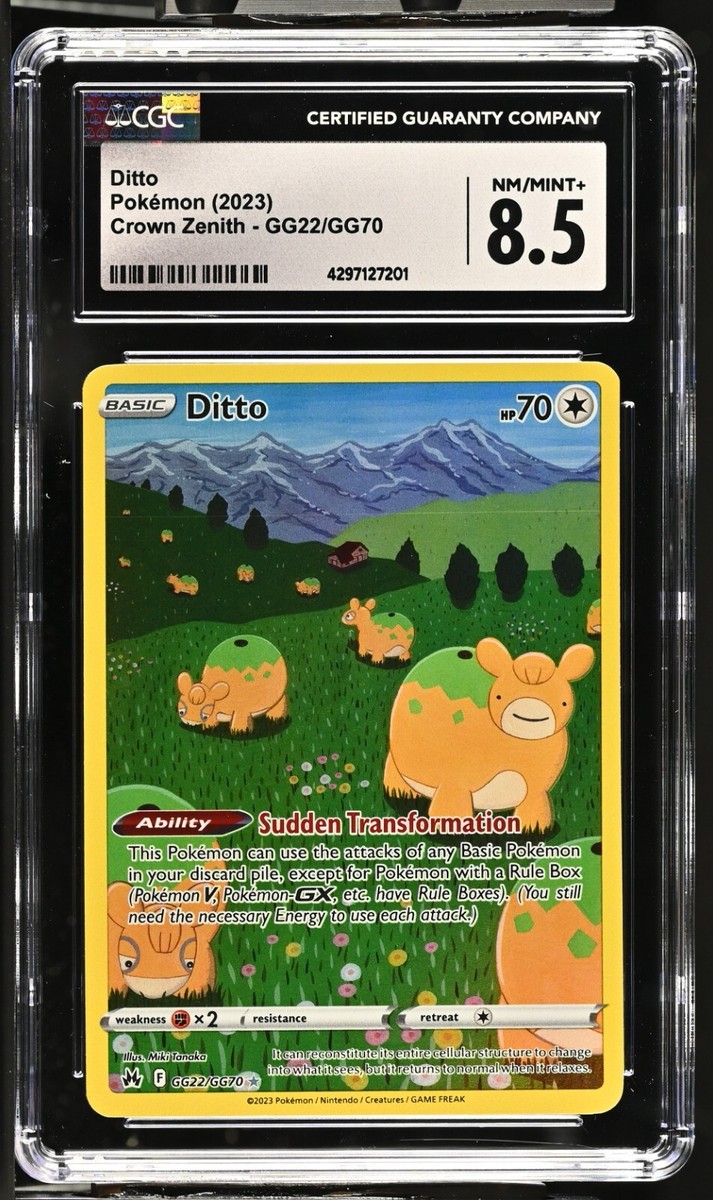 CGC Graded 8.5 NM/Mint+ Ditto GG22/GG70 Crown Zenith Pokemon Card