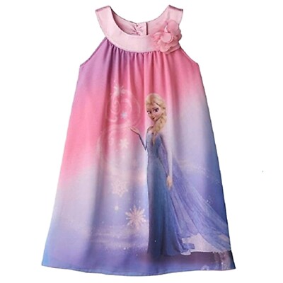 Disney's Elsa Little Girls Sleeveless Dress Pink/Purple - NWT