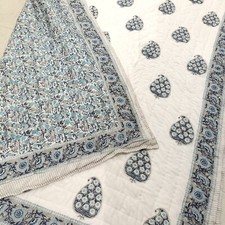 Indian Cotton Jaipuri Razai Hand block Double Bed Winter Quilt Blanket King Size