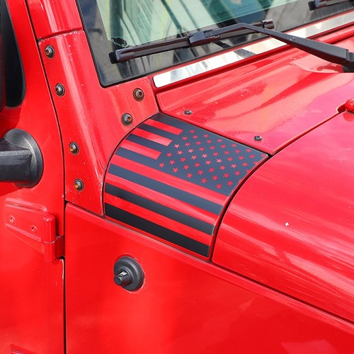 for Jeep Wrangler JK 2007-17 PVC Side Hood Body Armor Cowl Sticker Decal US Flag - Foto 9 di 14