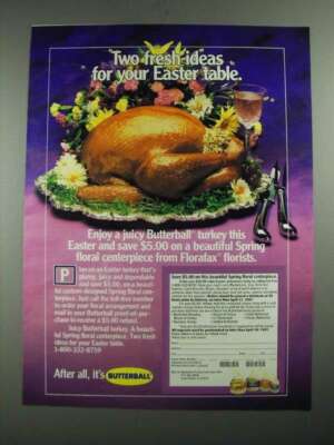 1987 Butterball Turkey Ad - Two Fresh Ideas For Your Easter Table