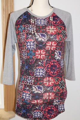 LuLaRoe Top Randy Tee-Shirt ~ Unisex ~ Knit ~ Raglan Mid-Length Sleeves ~ Sz XXS