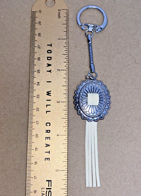 Handcrafted Western Fringe Medallion Chrome Steel Key Chain Charm