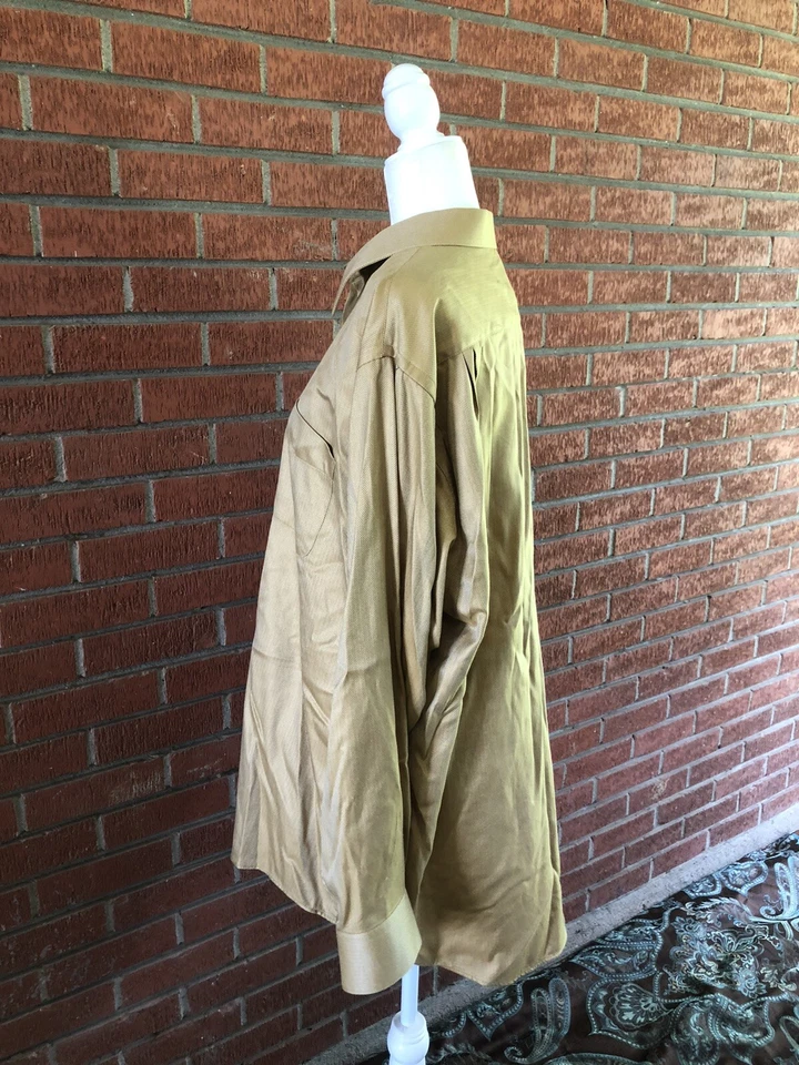 Roberto Villini Amarillo Dorado Abotonado Manga Larga Algodón 17 1/2 Foto 4 de 4