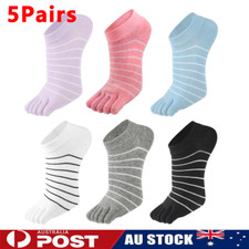 5Pairs Women Girls Cotton Toe Socks Short Ankle Five Finger Breathable Socks