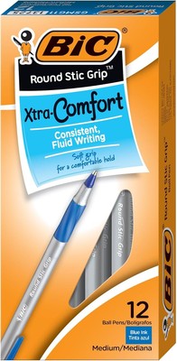 12ct Blue Ballpoint Pens Medium 1.2mm Soft Grip for Comfortable Smooth Writing
