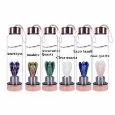 550 ml Trink-Flasche + Edelstein Edelstahl Glas Wasser-Engel Kristall Quarz