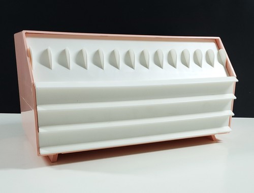 Vintage MCM 3 Drawer Storage Organizer Cosmetic Makeup Vanity Pink White Plastic - Picture 2 of 13