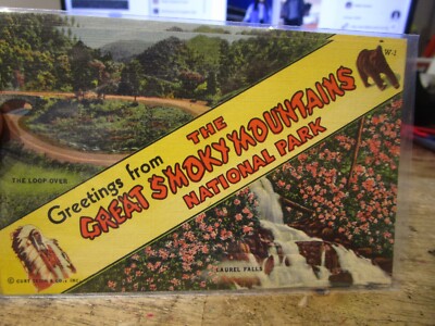 M25 Old Postcard NORTH CAROLINA Great Smoky Mountains Loop Over Cherokee Indian