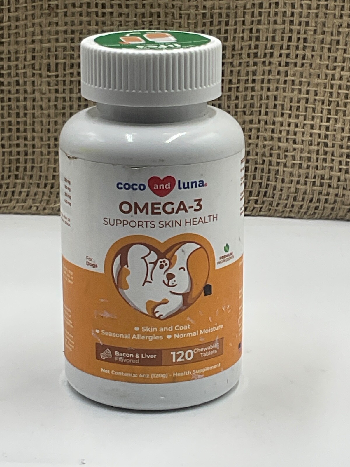 Omega 3 Fish Oil Chewable Tablets for Dogs - 120 Count Essential Supplement