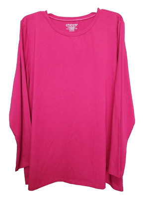 Chico's Cotton/Modal Pink Touch of Cool Long Sleeve Layering T-Shirt Size 4(XXL)