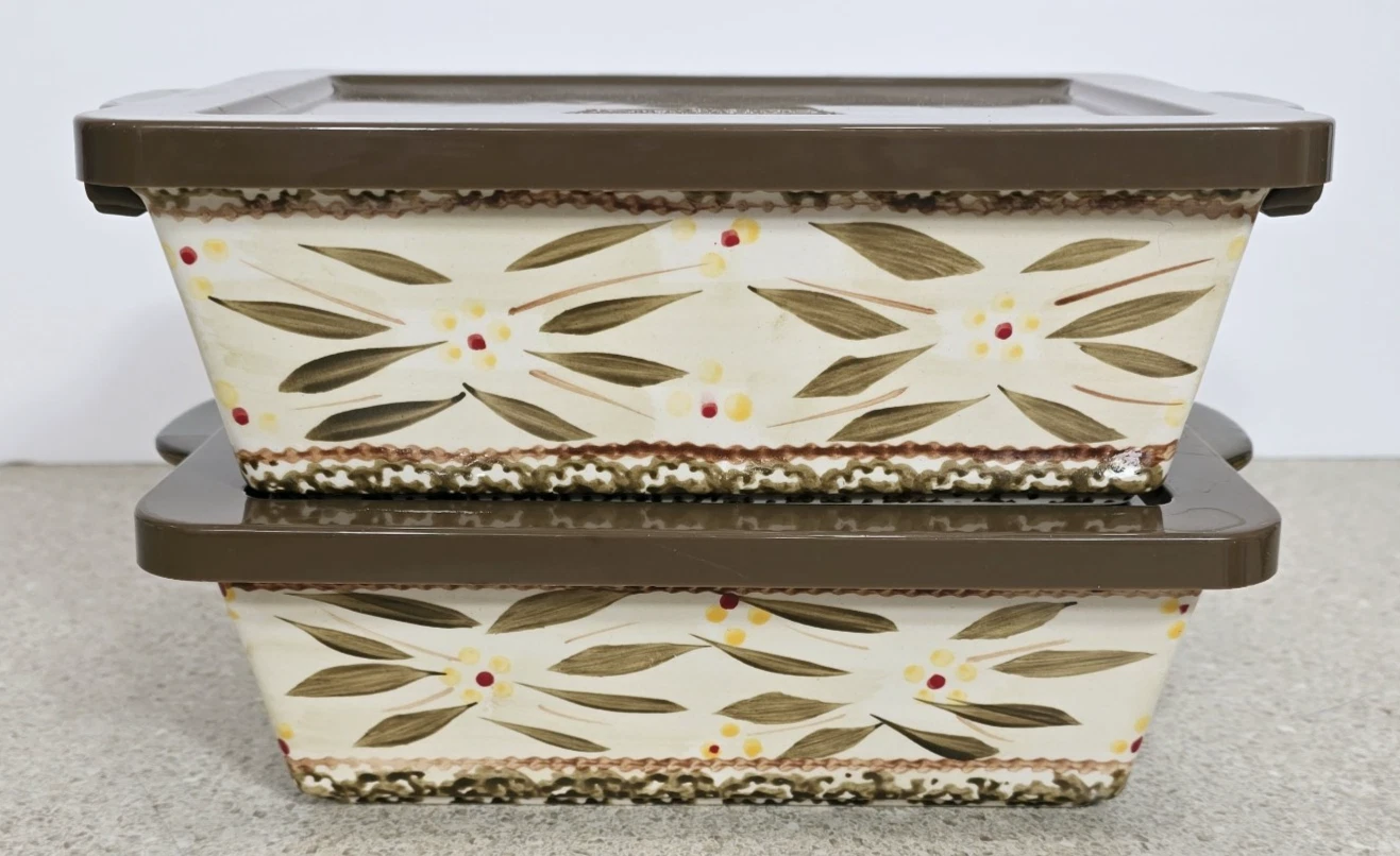 2 Temptations Presentable Ovenware by Tara Old World Brown 1.5 Qt Loaf Pan + Lid