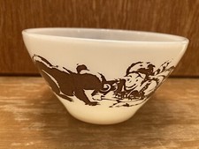 Vintage Fire King Davy Crockett Brown White 4 3/4" Cereal Bowl Milk Glass EVC