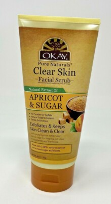 Okay Pure Naturals Clear Skin Facial Scrub Apricot & Sugar 6oz FREE SHIPPING