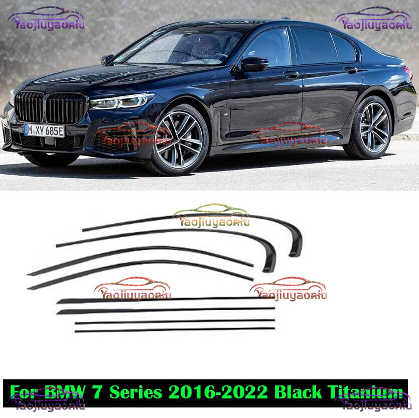 For BMW 7 Series 2016-2022 Windows Sill Molding Strip Trim Black Titanium 8pcs