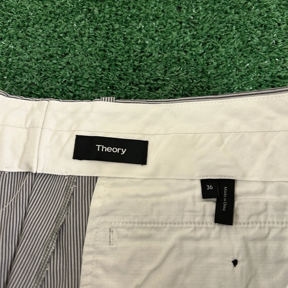 Shorts Theory Masculino 36 Cinza Branco Listrado Chino Casual Ao Ar Livre Elástico Nylon - Imagem 2 de 4