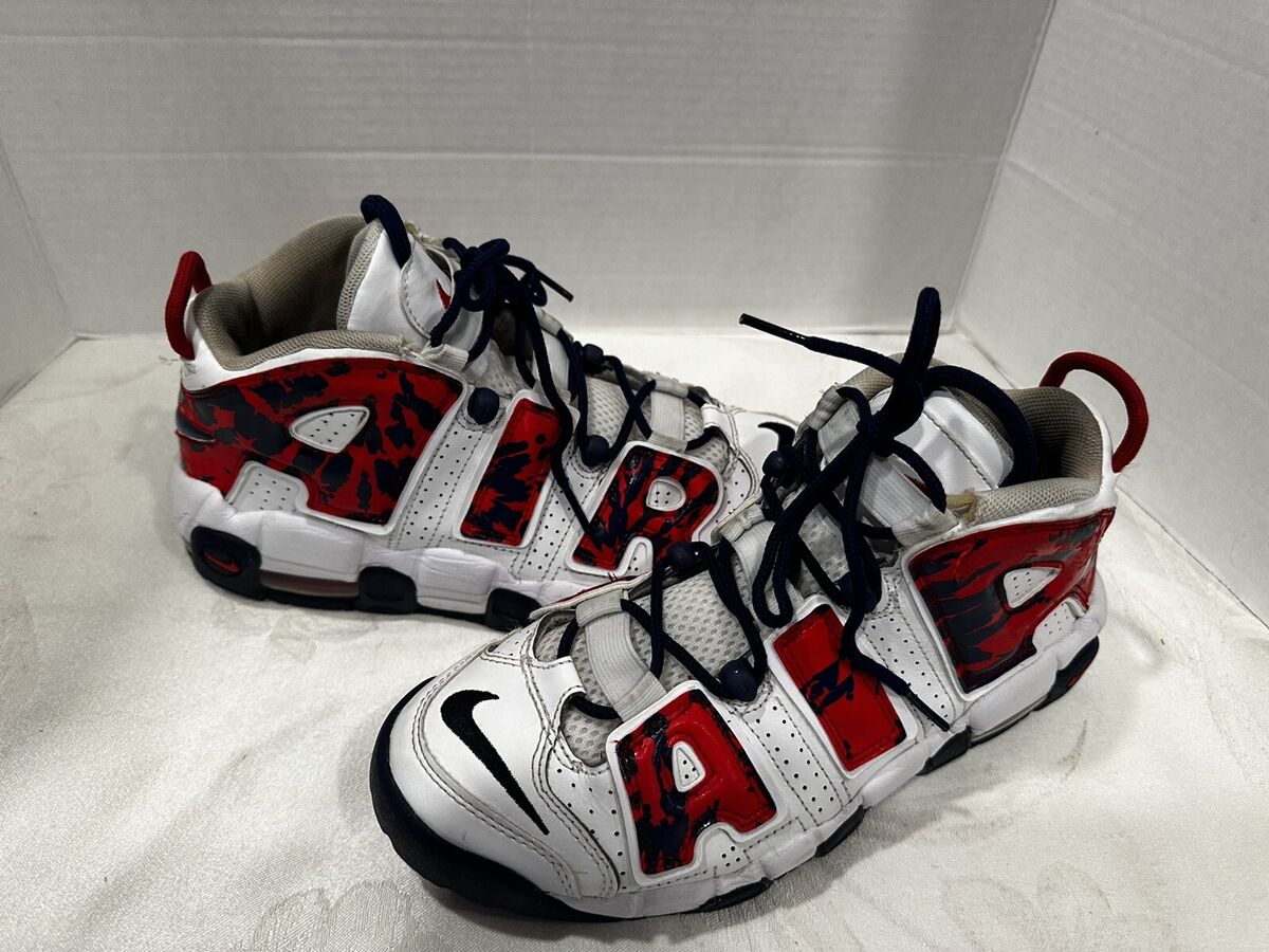 Nike Air More Uptempo GS Red Blue White Camo Cz GS Size