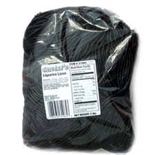 Gustaf's Shoestring Black Licorice Laces – 2 lb Bulk Bag Fresh Candy