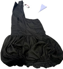 Pretty Little Thing Black Halterneck Waistcoat Detail Puffball Dress (Size US 6)