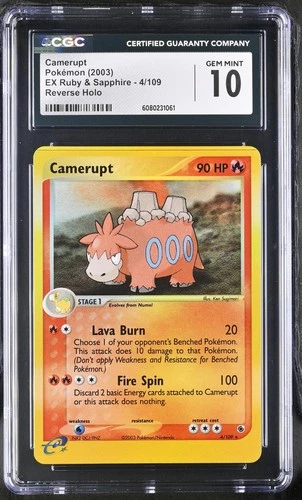CGC 10 GEM MINT Camerupt 2003 EX Ruby & Sapphire 4/109 Reverse Holo Pokemon Card