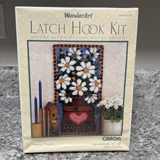 NEW Caron Wonder Art Latch Hook 4170 "Daisies" Kit Vintage 16  x32  HTF