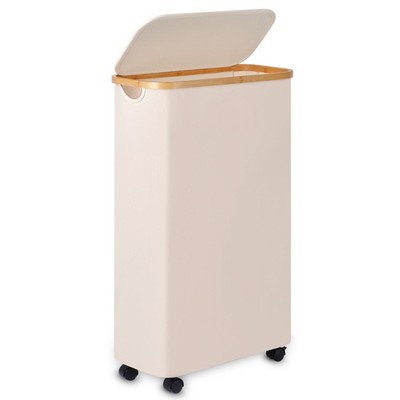 Slim Laundry Basket with Wheels,Narrow Hampers for Laundry,Freestanding Laund...